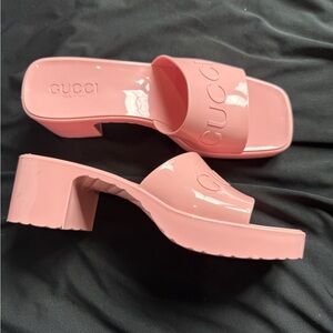 Gucci Pink Patent Slide/Mules Heels
